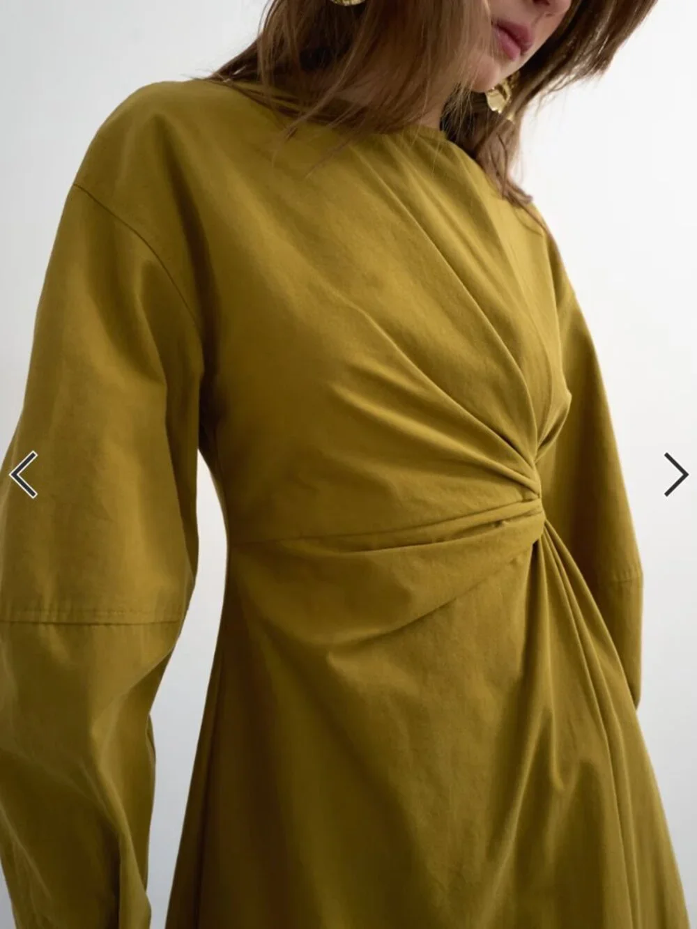 Topshop knot detail midi dress with asymmetric hem in khaki green - Picture 3 of 5
